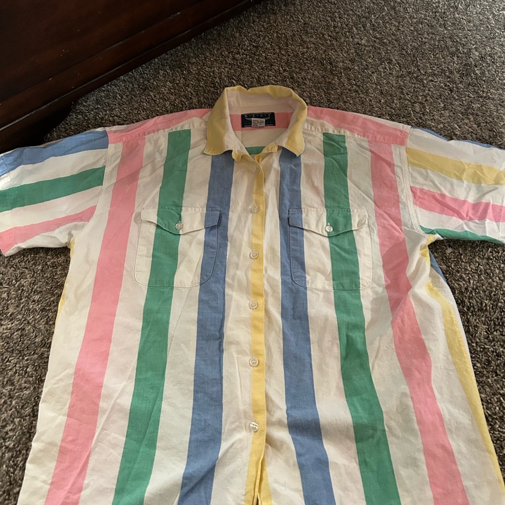 Vintage pastel Multicolor Striped Men's Shirt